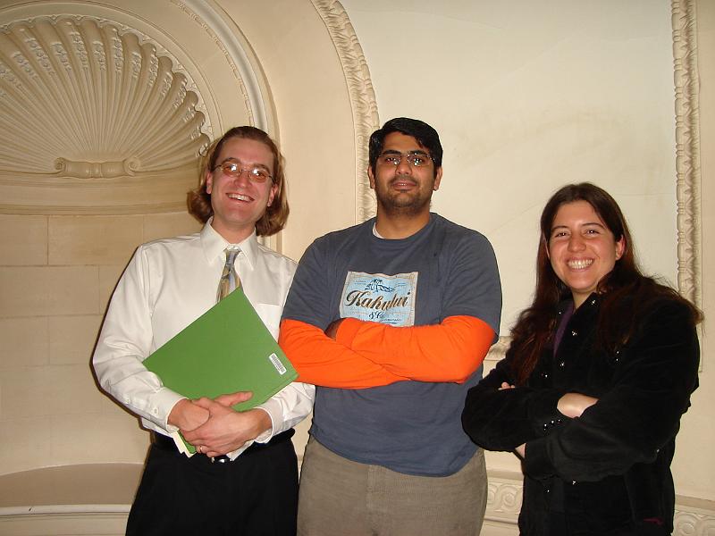 DSC00725.JPG - Andrew, Eshan, and Brenda after the recital. 10 December 2006