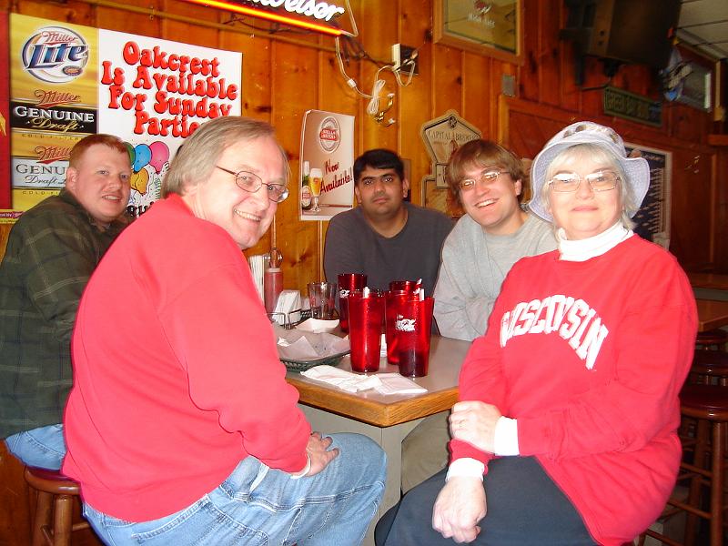 DSC00822.JPG - Mike, Bill, Eshan, Andrew, and Judy at Oakcrest. 18 March 2007
