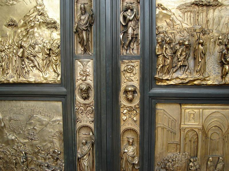 DSC01495.JPG - Close up of the replica of the Ghiberti doors, The Gates of Paradise, at Grace Cathedral, San Francisco. 7 August 2007
