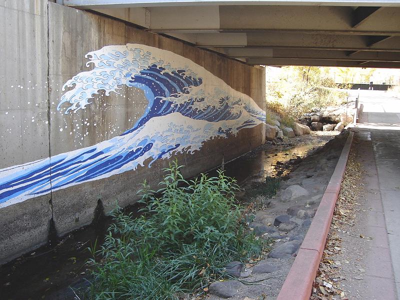 DSC01941.JPG - Tsunami art along the Boulder Creek bike path, Boulder Colorado. 26 October 2007