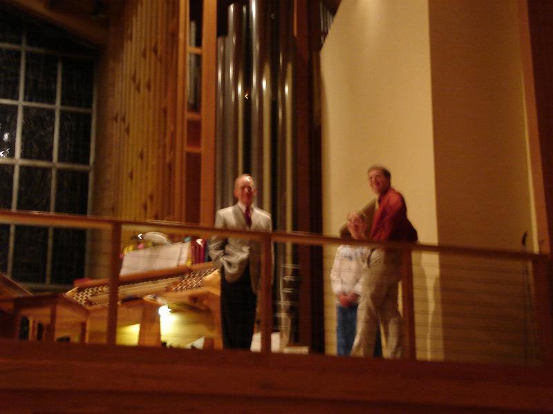 DSC02005.JPG - Bruce, Gretchen, and Andrew in the organ loft at Immanuel Lutheran. 20 November 2007