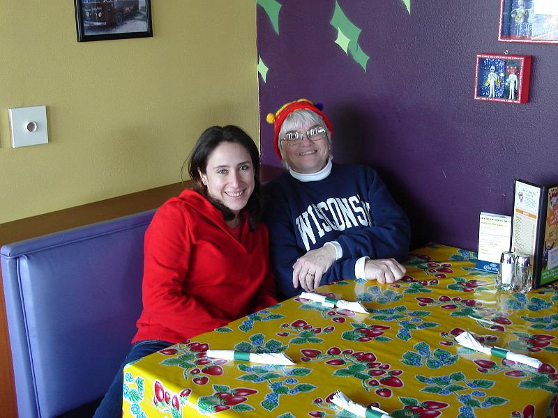 DSC02256.JPG - Sara and Judy at Tex Tubb's Taco Palace. 1 March 2008