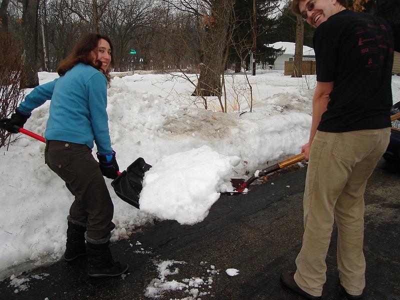 DSC02280.JPG - Sara and Andrew carrying snow. 2 March 2008