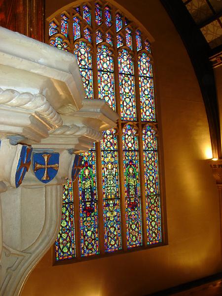 DSC02735.JPG - Capitals and stained glass.  Luther Memorial. 3 May 2008