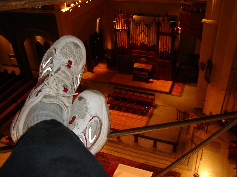 DSC02736.JPG - Judy's shoes and the Steere Organ.  Luther Memorial. 3 May 2008