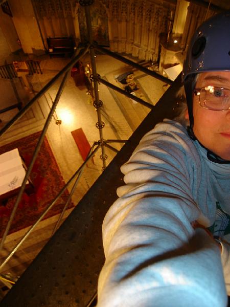 DSC02737.JPG - Self-portrait - Judy, high above the altar.  Luther Memorial 3 May 2008