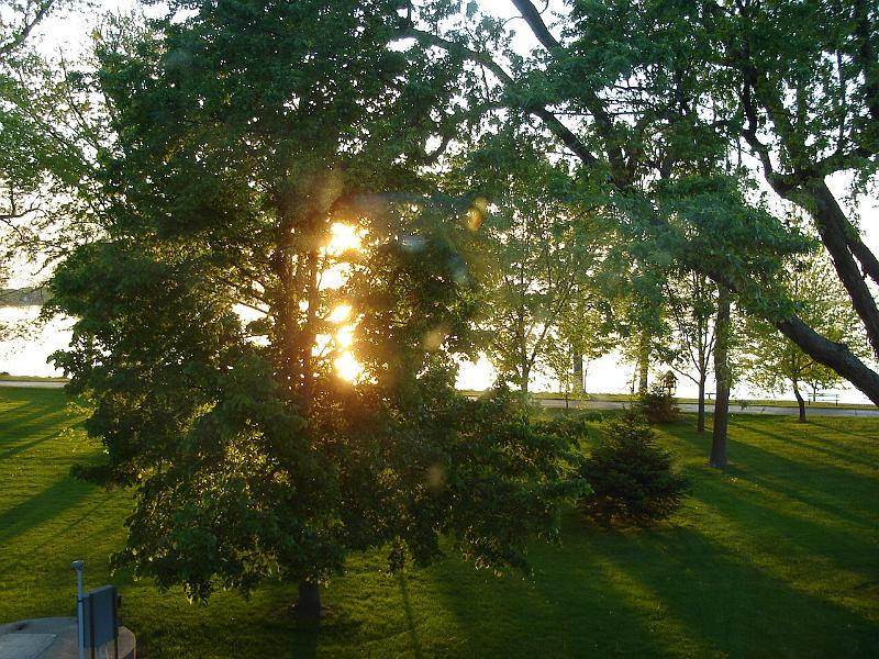 DSC02865.JPG - The sun beginning to set over Lake Winnebago outside the window of my room. 28 May 2008