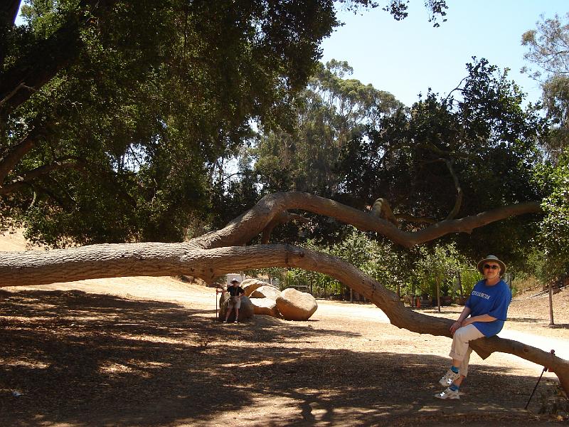 DSC00037.JPG - Ramona way in the back and Judy in the foreground in a canyon in Balboa Park, San Diego. 8 August 2008