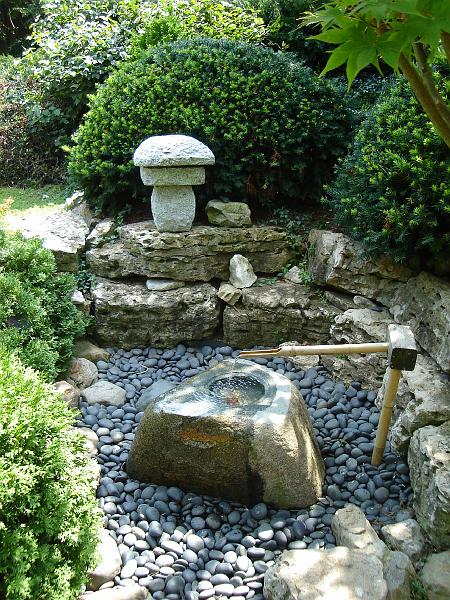 DSC00167.JPG - A fountain in the Rock Garden at the Japan House, UIUC 14 August 2008