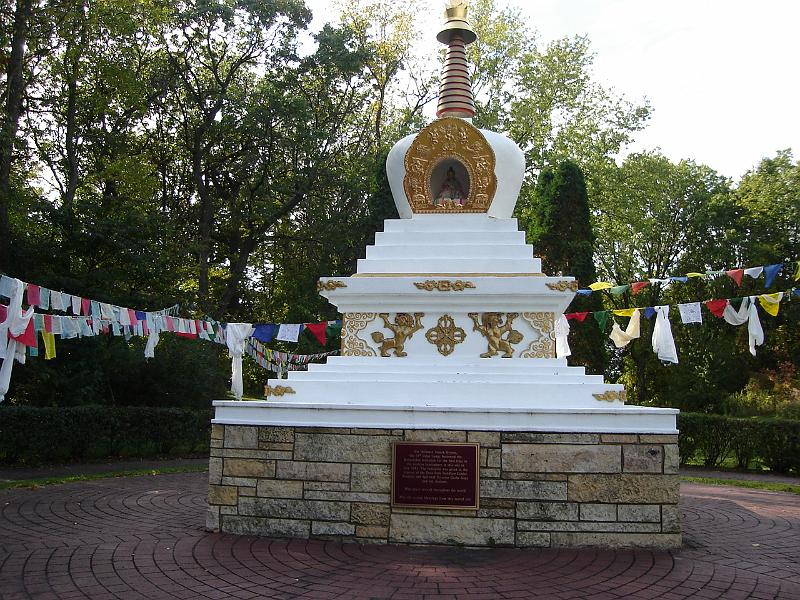 DSC00367.JPG - The stupa at Deer Park, surrounded by prayer flags.  near Oregon Wisconsin 6 October 2008