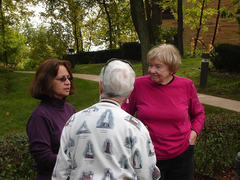 DSC00370.JPG - Ramona and Vada with another visitor at the Buddhist temple in Deer Park, near Oregon Wisconsin. 6 October 2008