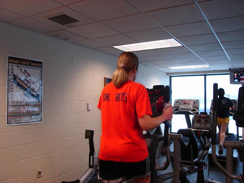 DSC00630.JPG - Gretchen + 1 working out at the Y.  Madison 26 December 2008