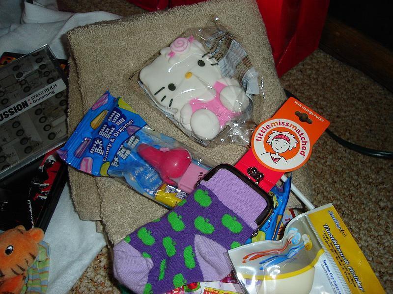 DSC00691.JPG - Hello Kitty makes it into Gretchen's loot from Santa. 30 December 2008