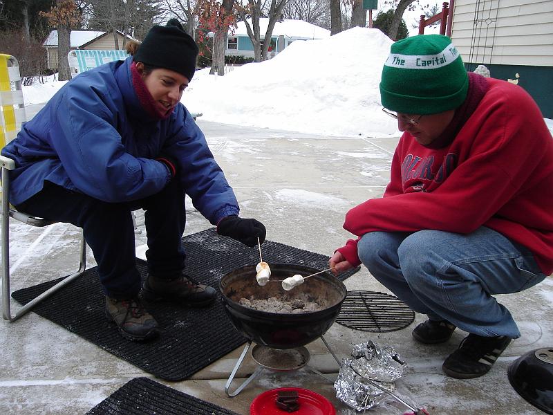 DSC00768.JPG - Double marshmallows for these s'mores. 1 January 2009
