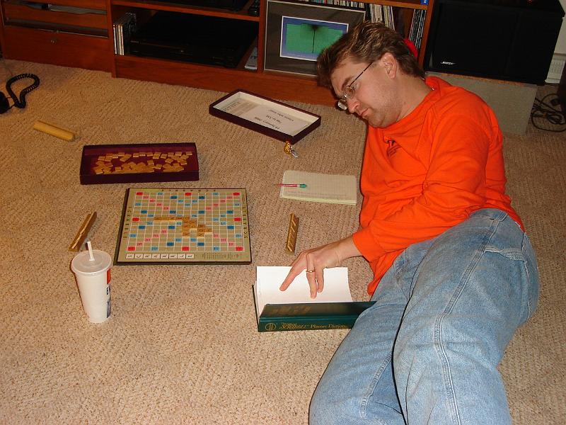 DSC00803.JPG - Andrew on his way to beating his mother at Scrabble.  Urg. 3 January 2009