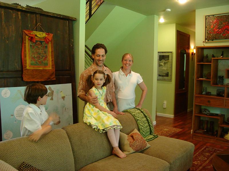 DSC00971.JPG - Jasper, Aria, and Jason with Gretchen just before the baby shower begins. 3 May 2009