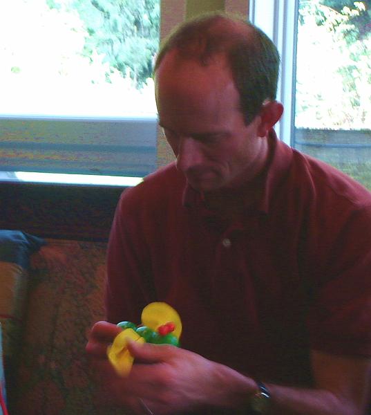 DSC00991.JPG - Matt with another Ramona gift. 3 May 2009