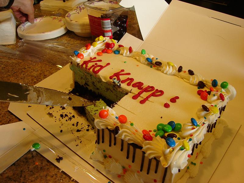 DSC00998.JPG - The ice cream cake - going fast. 3 May 2009